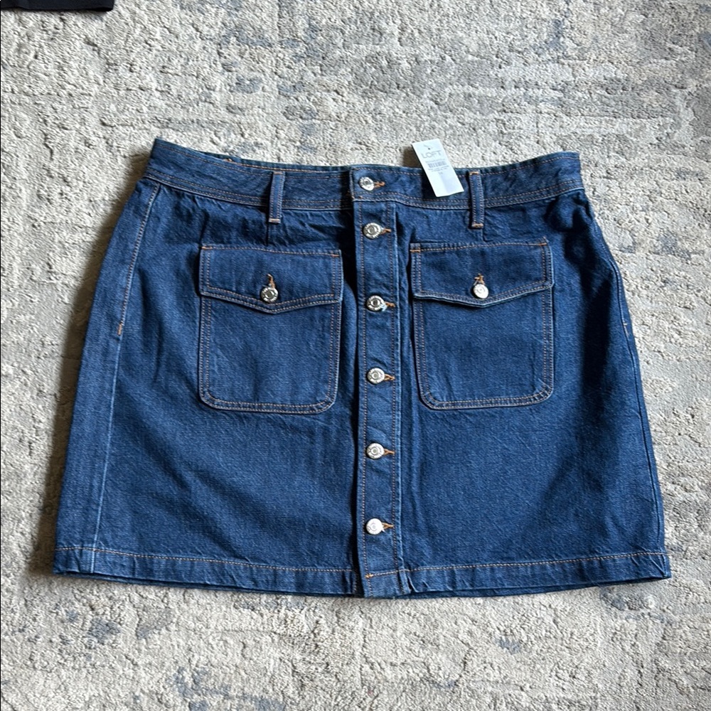 LOFT Dark Blue Denim Mini Skirt